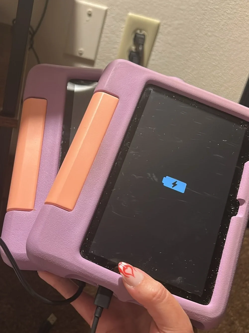 Two Kid Kindle Fire Tablets w/ Purple Bumper Case